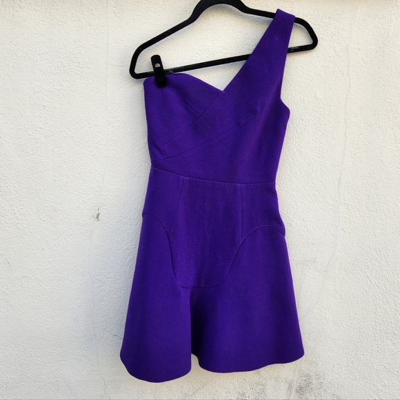 Roland Mouret Purple One Shoulder Mini Dress - Picture 3 of 12